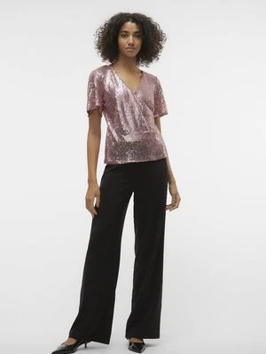 T-shirt z nadrukiem Vero Moda jasnoróżowy