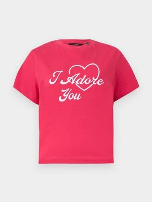 T-shirt z nadrukiem Vero Moda różowy