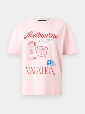 T-shirt z nadrukiem Vero Moda różowy