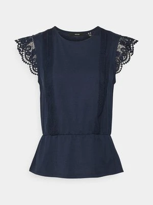 T-shirt z nadrukiem Vero Moda granatowy