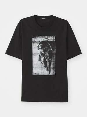 T-shirt z nadrukiem Versace czarny