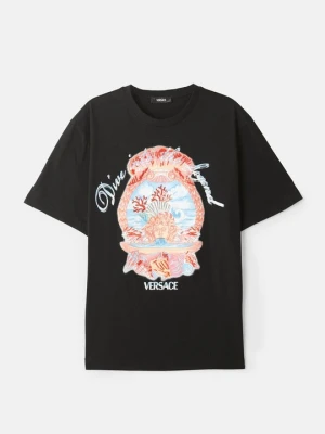 T-shirt z nadrukiem Versace czarny