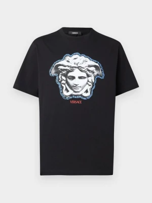 T-shirt z nadrukiem Versace czarny