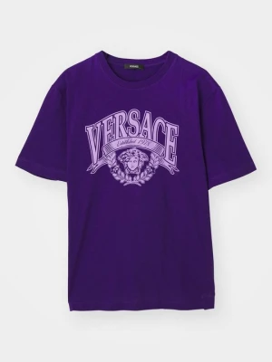 T-shirt z nadrukiem Versace fioletowy