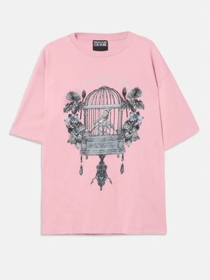 T-shirt z nadrukiem Versace Jeans Couture różowy