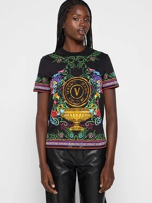T-shirt z nadrukiem Versace Jeans Couture czarny