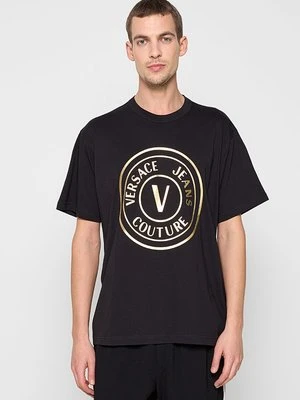 T-shirt z nadrukiem Versace Jeans Couture czarny melanż