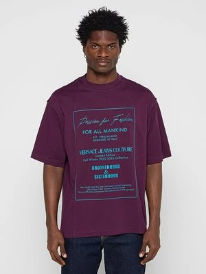 T-shirt z nadrukiem Versace Jeans Couture ciemnoczerwony