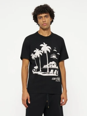 T-shirt z nadrukiem Versace Jeans Couture czarny