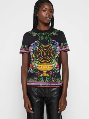 T-shirt z nadrukiem Versace Jeans Couture czarny