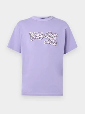 T-shirt z nadrukiem Versace Jeans Couture liliowy