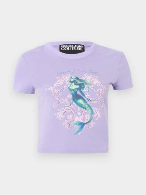 T-shirt z nadrukiem Versace Jeans Couture liliowy