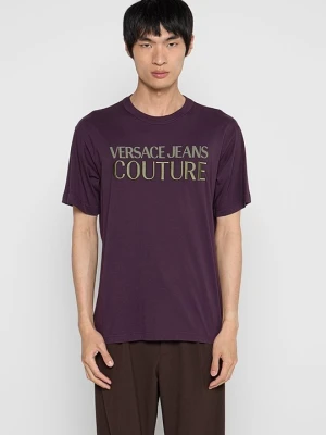T-shirt z nadrukiem Versace Jeans Couture liliowy