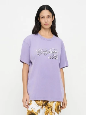 T-shirt z nadrukiem Versace Jeans Couture liliowy