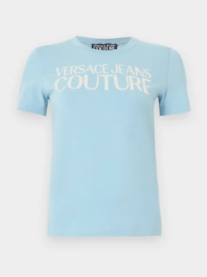 T-shirt z nadrukiem Versace Jeans Couture niebieski