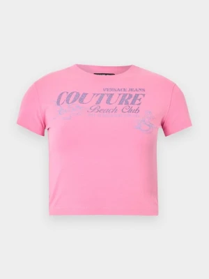 T-shirt z nadrukiem Versace Jeans Couture różowy