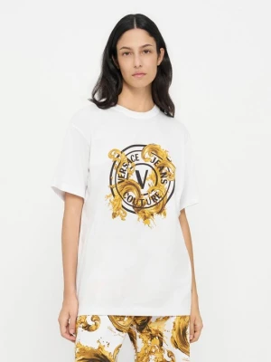 T-shirt z nadrukiem Versace Jeans Couture w kolorze złota