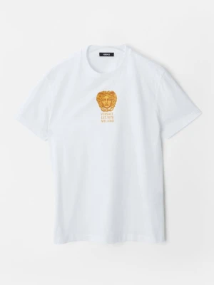 T-shirt z nadrukiem Versace mleczny