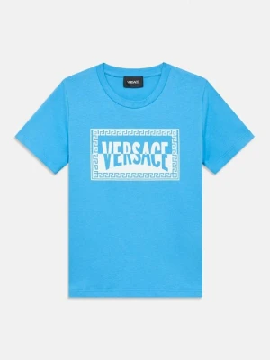 T-shirt z nadrukiem Versace niebieski