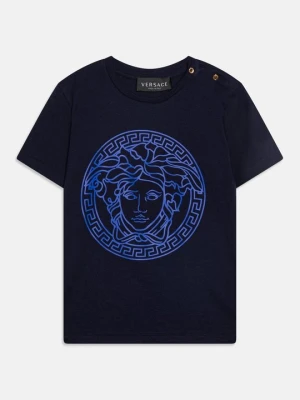 T-shirt z nadrukiem Versace niebieski
