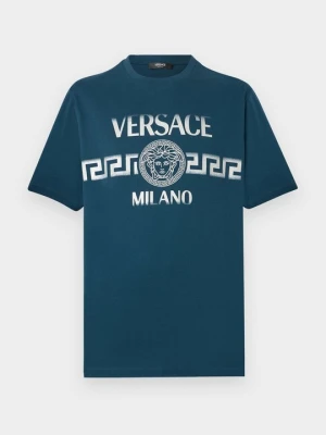 T-shirt z nadrukiem Versace petrol