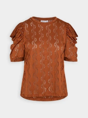 T-shirt z nadrukiem Vila jasny brąz