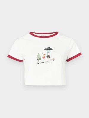 T-shirt z nadrukiem Volcom mleczny
