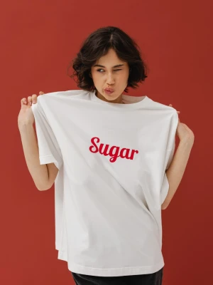 T-shirt z NADRUKIEM w kolorze ECRU - EAZY - SUGAR -XS/S Marsala