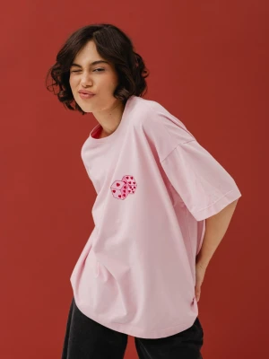 T-shirt z NADRUKIEM w kolorze PINK - EAZY - DICE-M/L Marsala