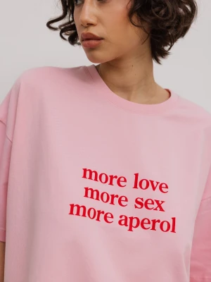 T-shirt z NADRUKIEM w kolorze PINK - EAZY - MORE LOVE-M/L Marsala