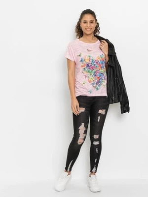 T-shirt z nadrukiem w motyle bonprix