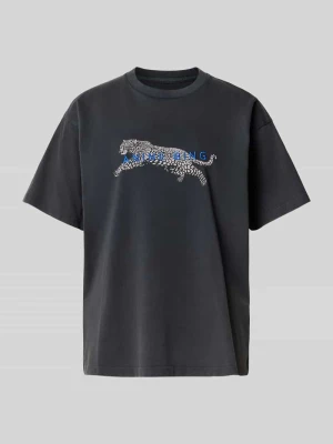 T-shirt z przeszyciem z logo Anine Bing Czarny