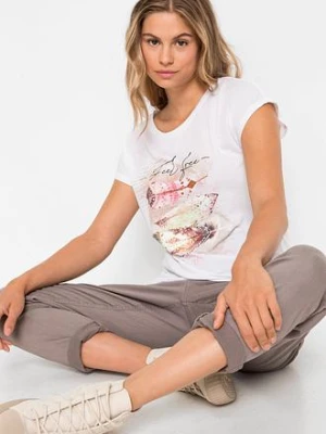 Zdjęcie produktu T-shirt z nadrukiem w pióra BonPrix biały