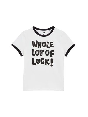 T-shirt z nadrukiem WE Fashion mleczny