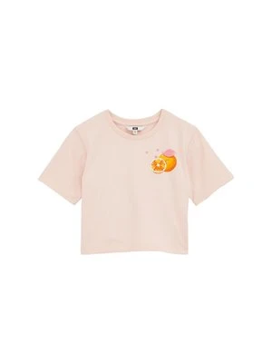 T-shirt z nadrukiem WE Fashion łososiowy