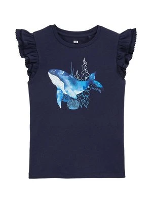 T-shirt z nadrukiem WE Fashion granatowy melanż