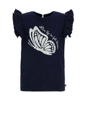 T-shirt z nadrukiem WE Fashion granatowy melanż