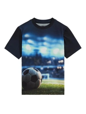 T-shirt z nadrukiem WE Fashion metaliczny niebieski