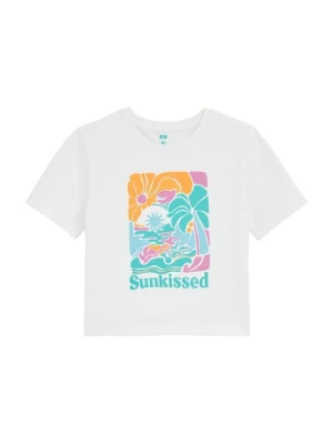 T-shirt z nadrukiem WE Fashion mleczny