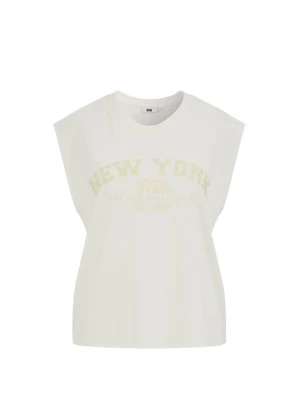 T-shirt z nadrukiem WE Fashion mleczny
