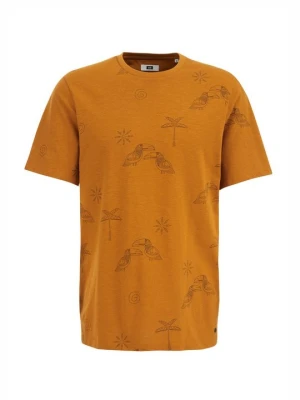 T-shirt z nadrukiem WE Fashion musztardowy