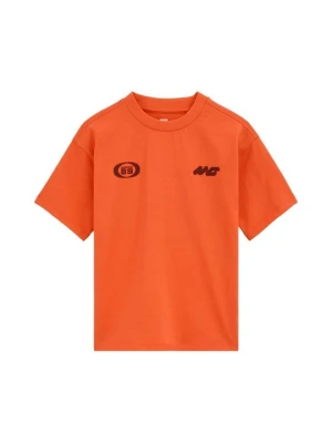 T-shirt z nadrukiem WE Fashion pomarańczowy melanż