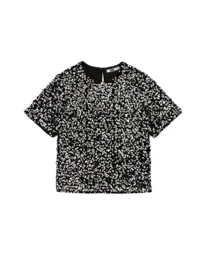T-shirt z nadrukiem WE Fashion srebrny