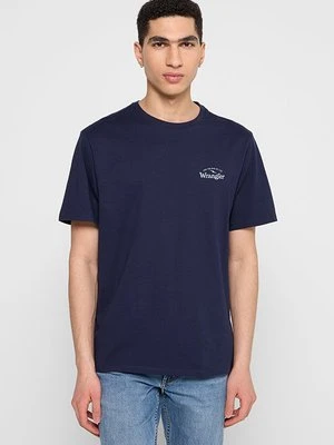 T-shirt z nadrukiem Wrangler granatowy