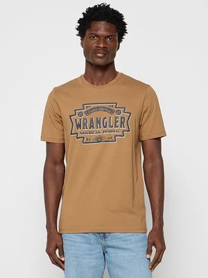 Zdjęcie produktu T-shirt z nadrukiem Wrangler brązowy