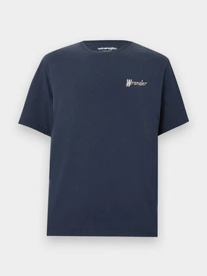 T-shirt z nadrukiem Wrangler granatowy
