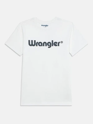 T-shirt z nadrukiem Wrangler biały