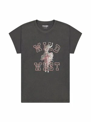 T-shirt z nadrukiem Wrangler czarny