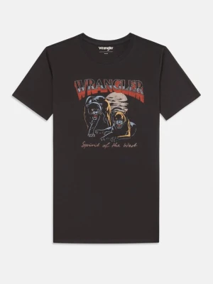 T-shirt z nadrukiem Wrangler czarny