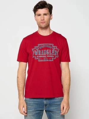 T-shirt z nadrukiem Wrangler czerwony
